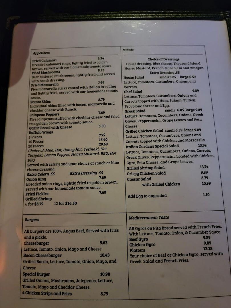 Manhattan Lounge Menu
